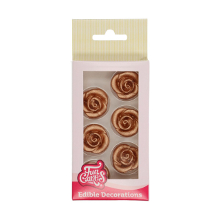 Marcipánové růže bronzovo-zlaté sada 6 ks FunCakes